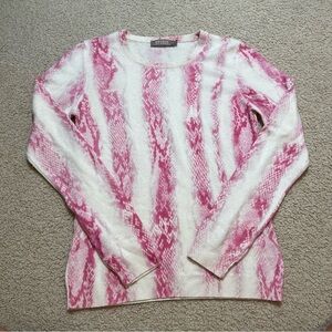 BRODIE fine cashmere pink snake print ivory sweater size small